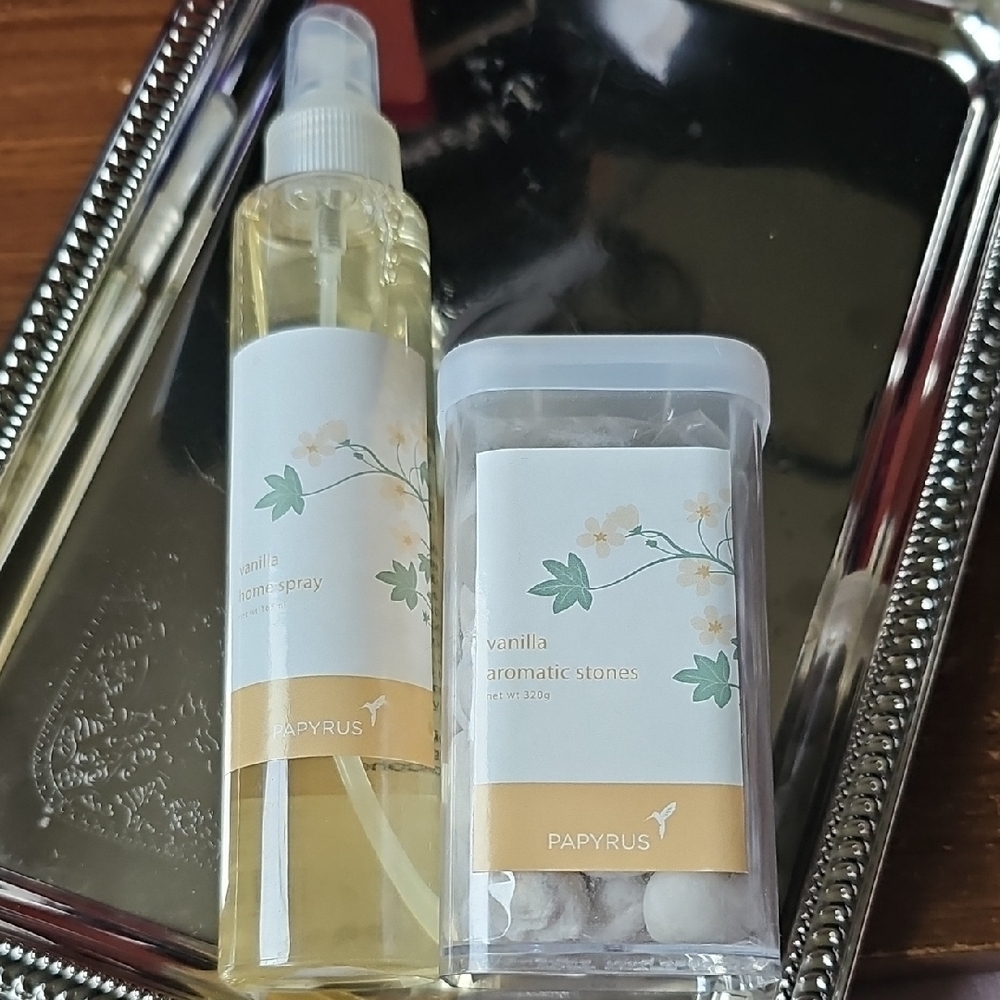 New Papyrus Vanilla Scented Home Room Spray and Aromatic Vanilla Scented Stones